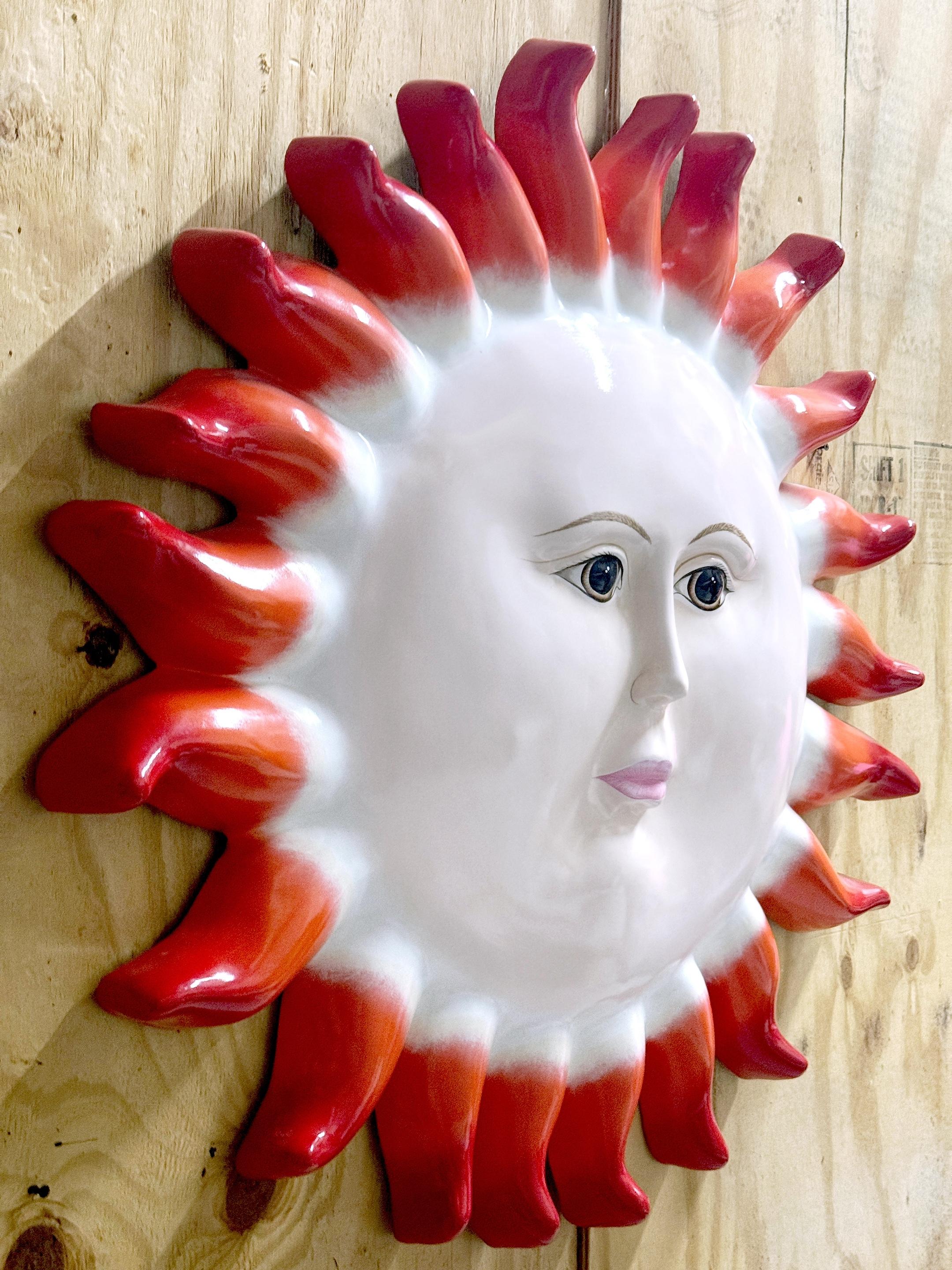 Mexican Large Sergio Bustamante Lacquered 'Sun' Wall Sculpture