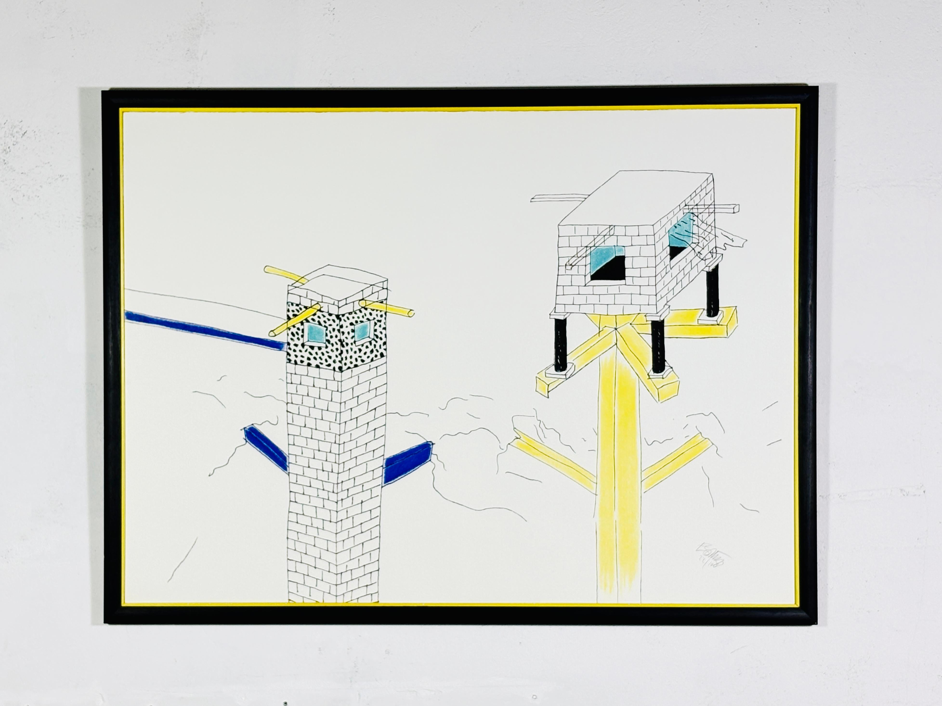Beautiful and rare screen print “Senza titolo” (architectural study) by Ettore Sottsass, 1987

Produced by Kalos Arti Applicate in 1987, 

signed and numbered 22/100 in pencil.  Framed with glas. 

Very good condition.
Dimensions 143 x 105