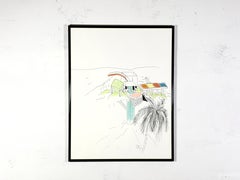 Large serigraph „senza titolo“ (architectural study) by Ettore Sottsass  1986