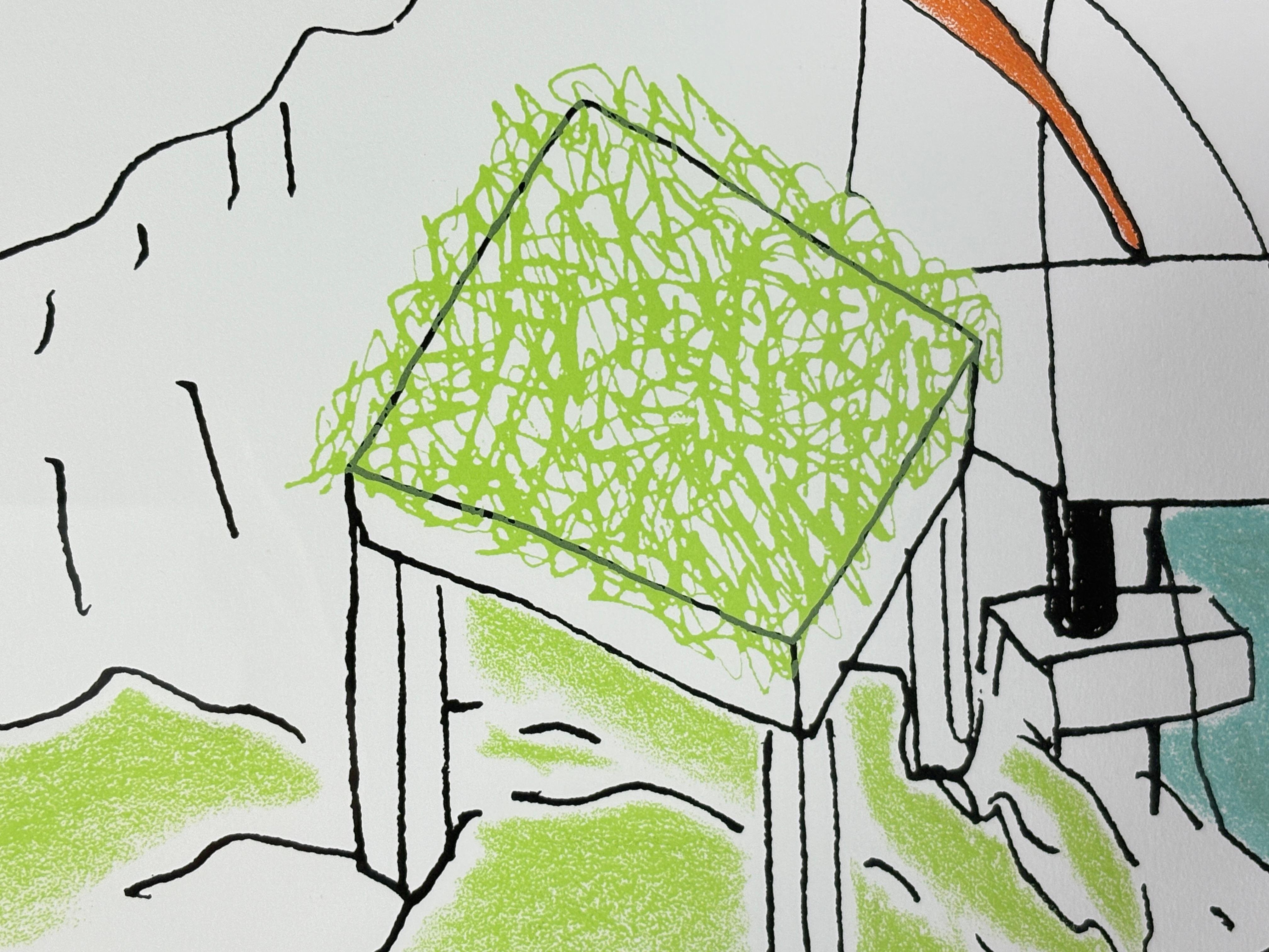 Late 20th Century Large serigraph „senza titolo“ (architectural study) by Ettore Sottsass  1986 For Sale
