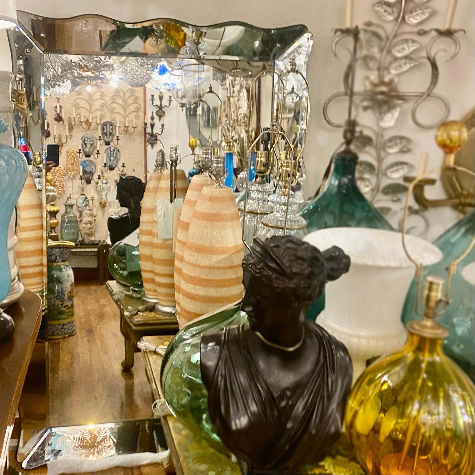 Mid-20th Century Large Serpentine Venetian Mirror For Sale