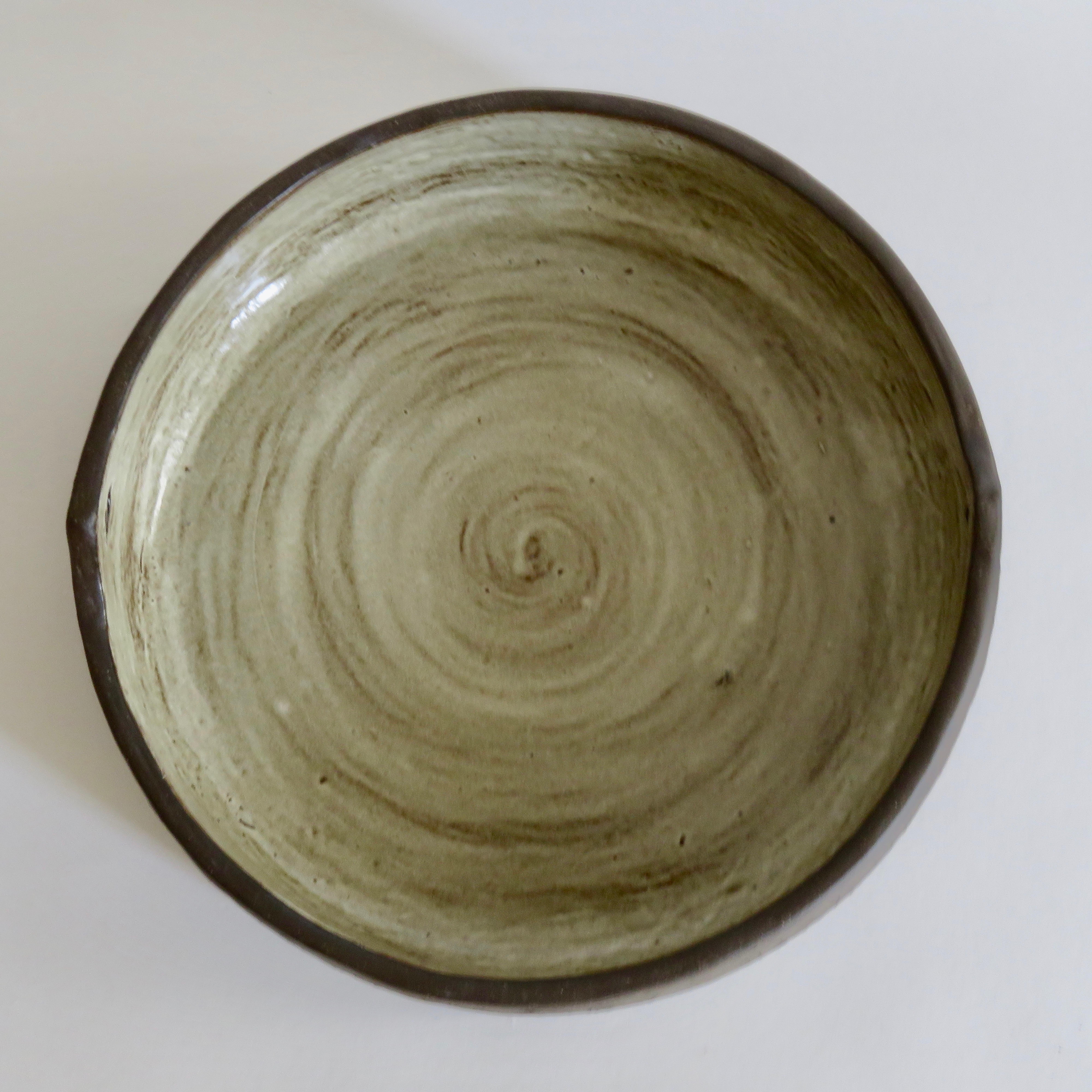 Ceramic Large Serving Bowl, Brown Clay with Portholes and Glazed Interior, Hand Built 