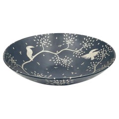 Grand bol de service/décoratif en argent pur et porcelaine d'Emilia Castillo