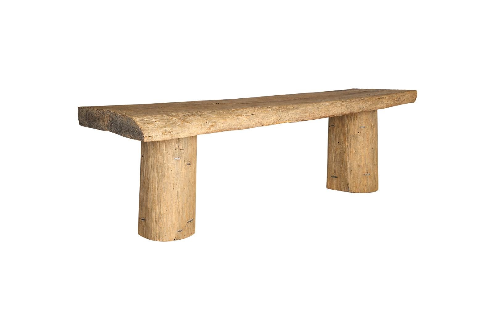 Organic Modern Large Serving Table Made From Reclaimed Elm Architectural Elements For Sale