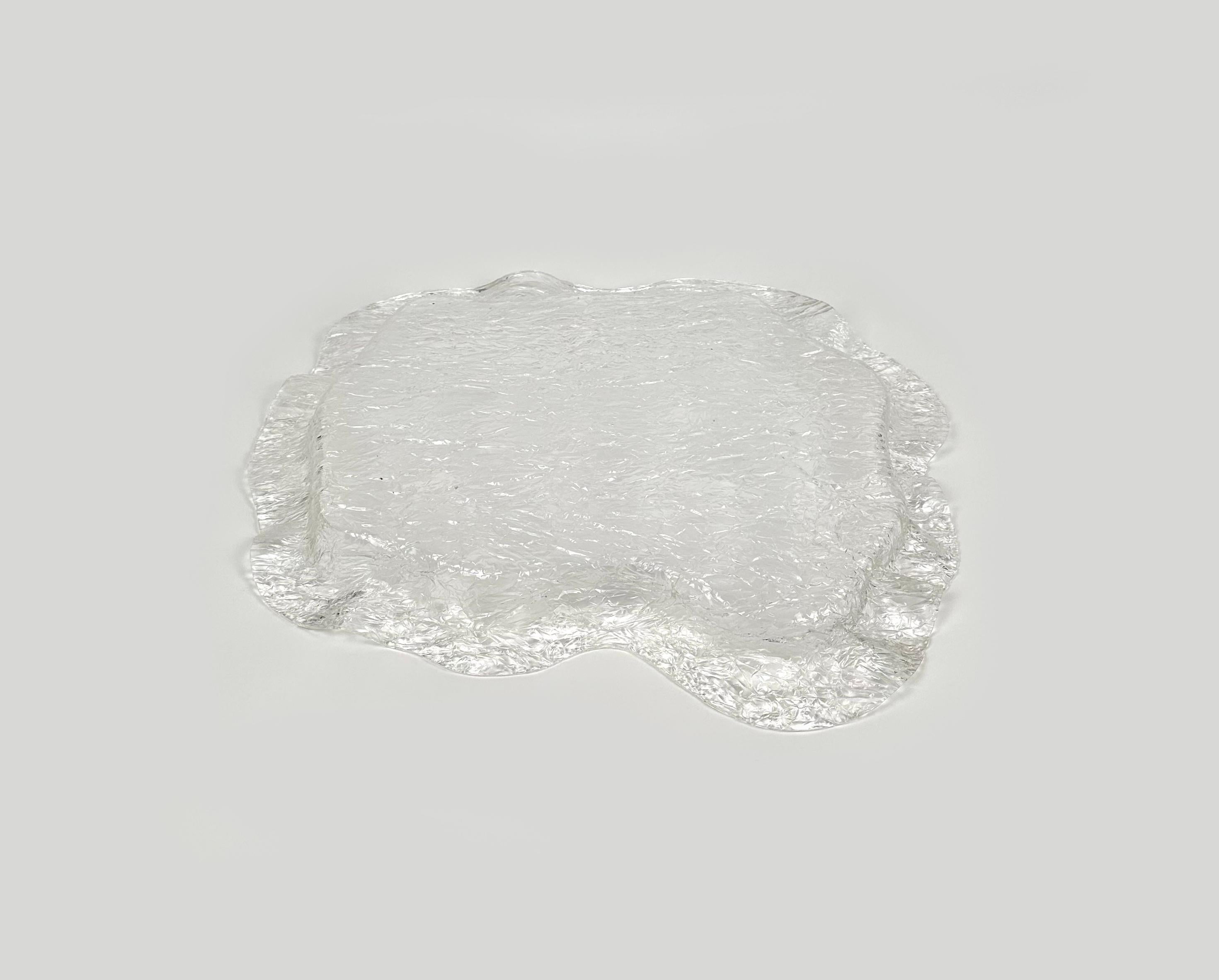 Large Serving Tray Lucite Ice Effect Willy Rizzo Style, Italy, 1970s 3