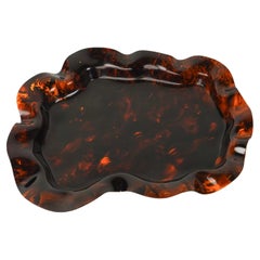 Vintage Large Serving Tray or Centerpiece Lucite Faux Tortoiseshell, Italy 1970s
