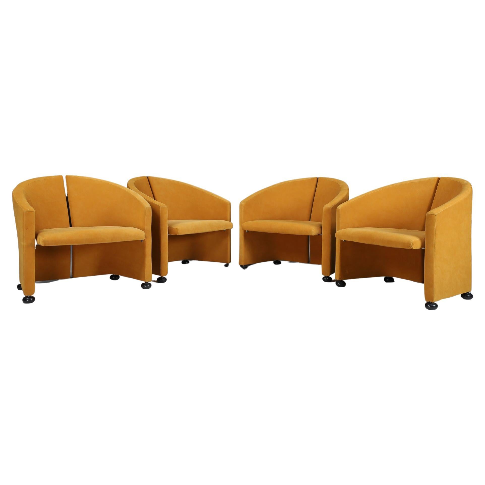Large Set Armchairs or Easy Chairs in the Style of Saporiti, Italy, in the 1970s