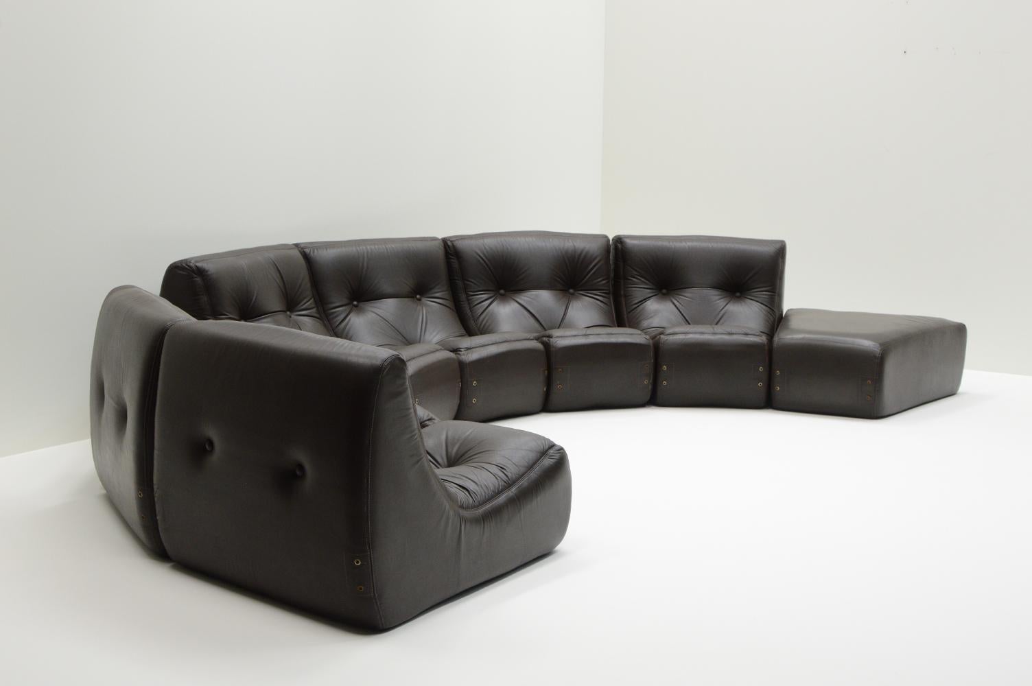 Mid-Century Modern Large set curved modular sofa, 1970s France.