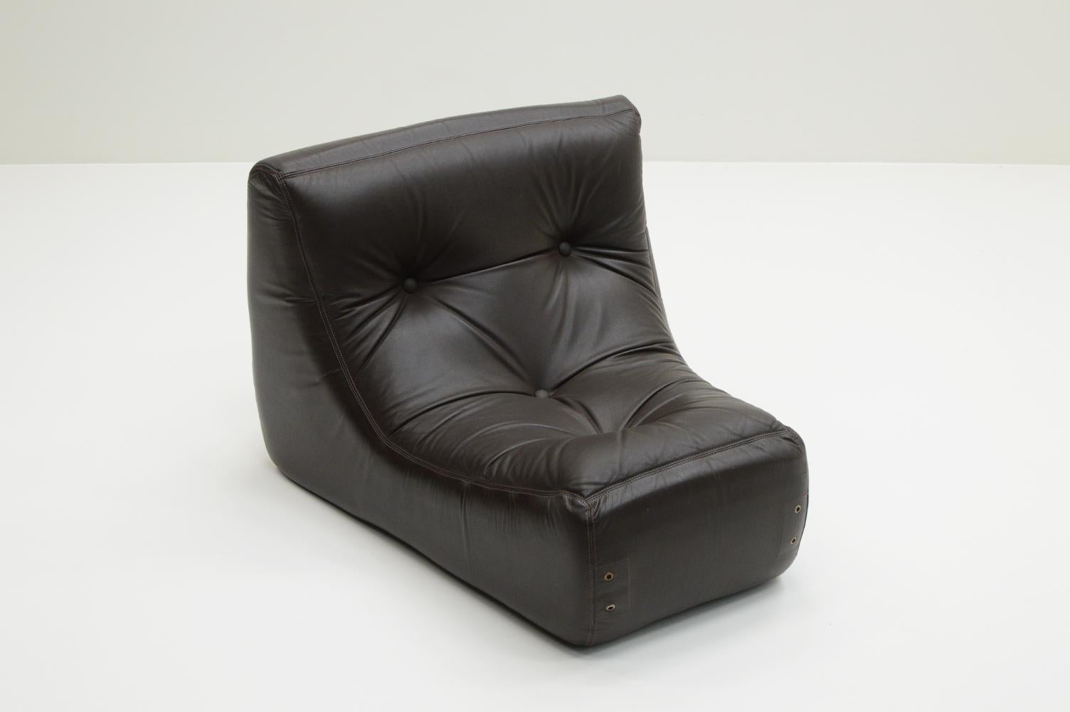Faux Leather Large set curved modular sofa, 1970s France.
