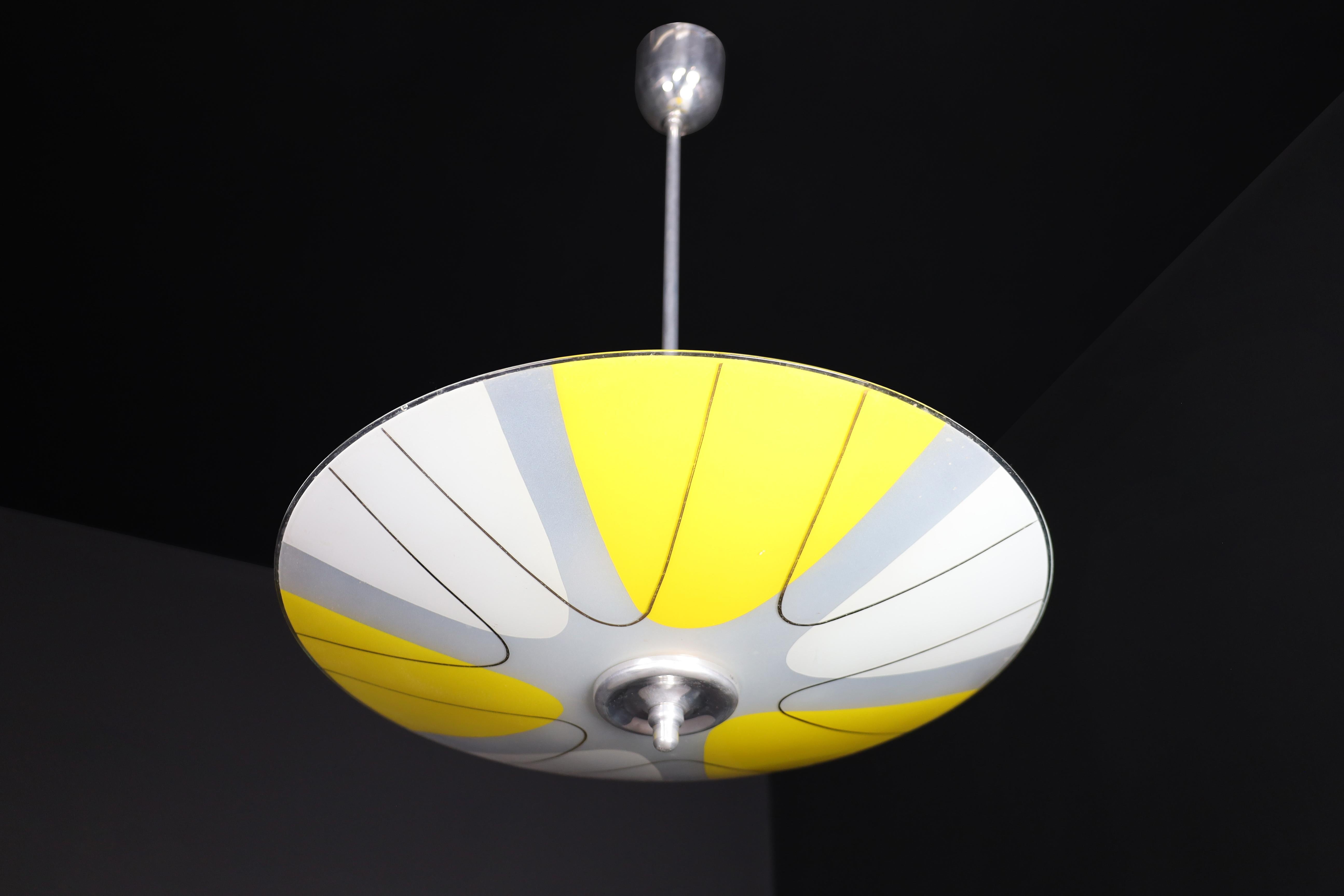 Grande lampe suspendue en verre du milieu du siècle, Exposition universelle de Bruxelles 1958  en vente 1
