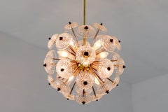 Large Set Midcentury Brass Floral Chandeliers in the Style of Emil Stejnar