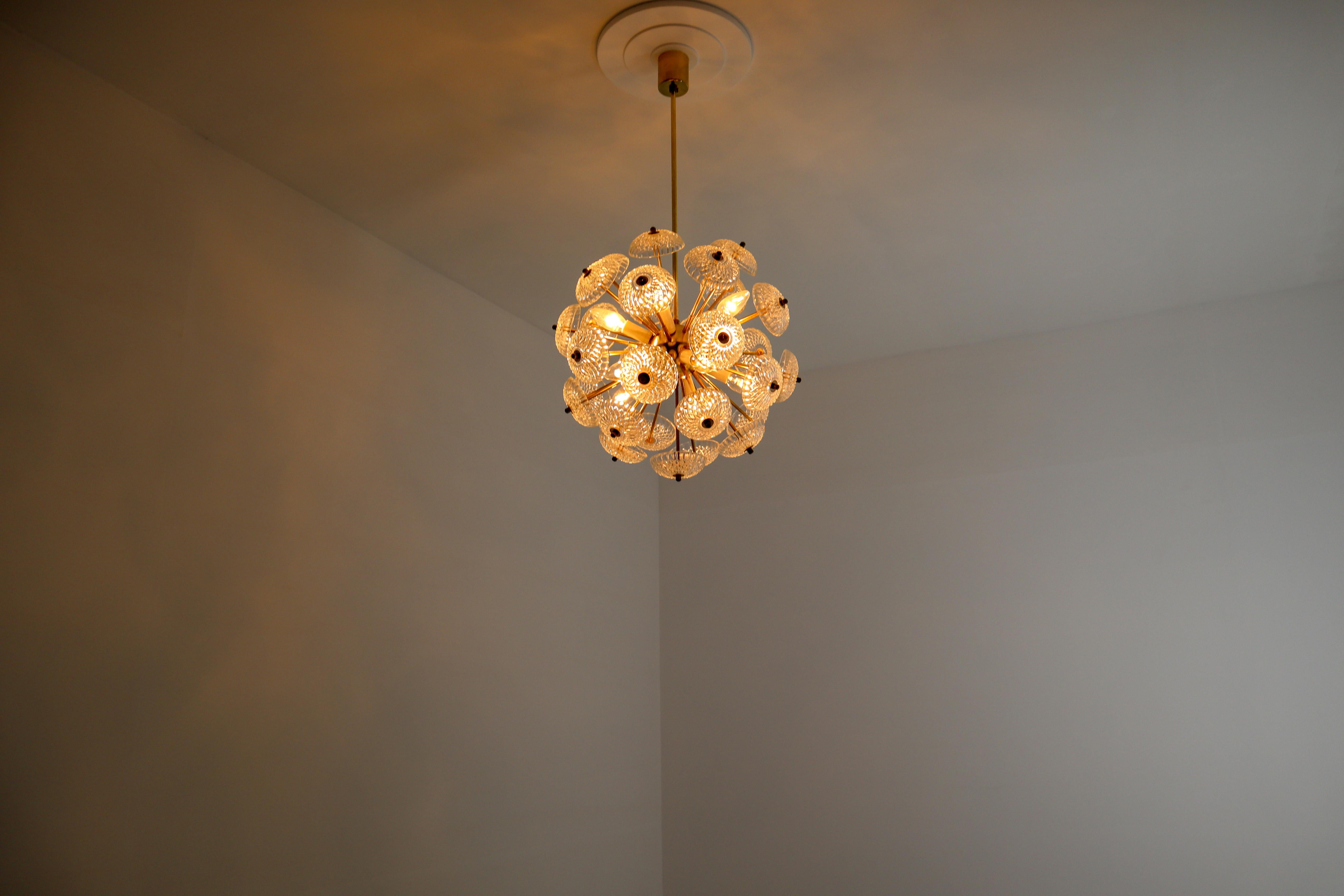 Large set Midcentury Brass Floral Chandeliers in the Style of Emil Stejnar (Messing)