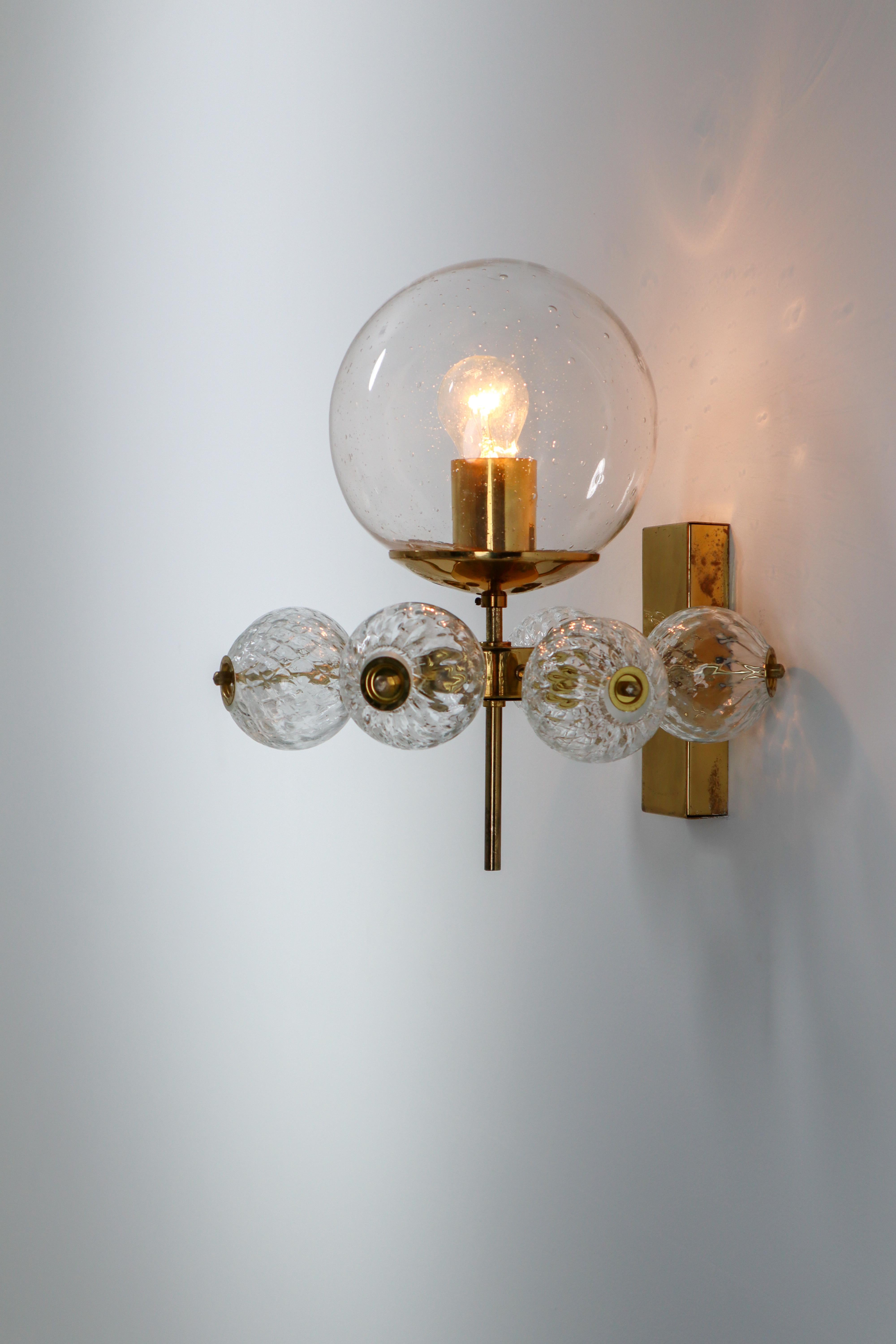 Large Set Midcentury Hotel Wall Chandeliers with Brass Fixture, Europe 1970s For Sale 3