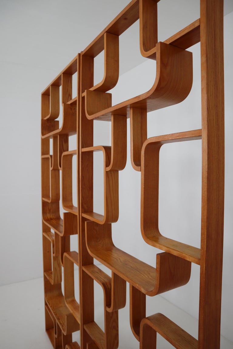 Large Set Midcentury Room Dividers for in Bent Wood, circa 1960s
