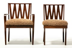 Large Set of 10 Paul Frankl Mid-Century Modern Lattice Dining Chairs, c. 1950
