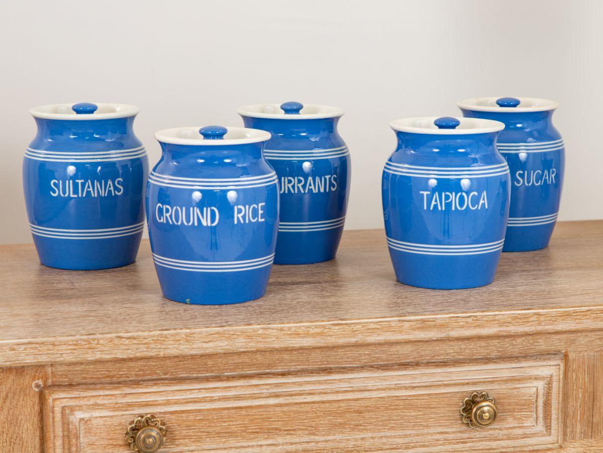blue kitchen canisters