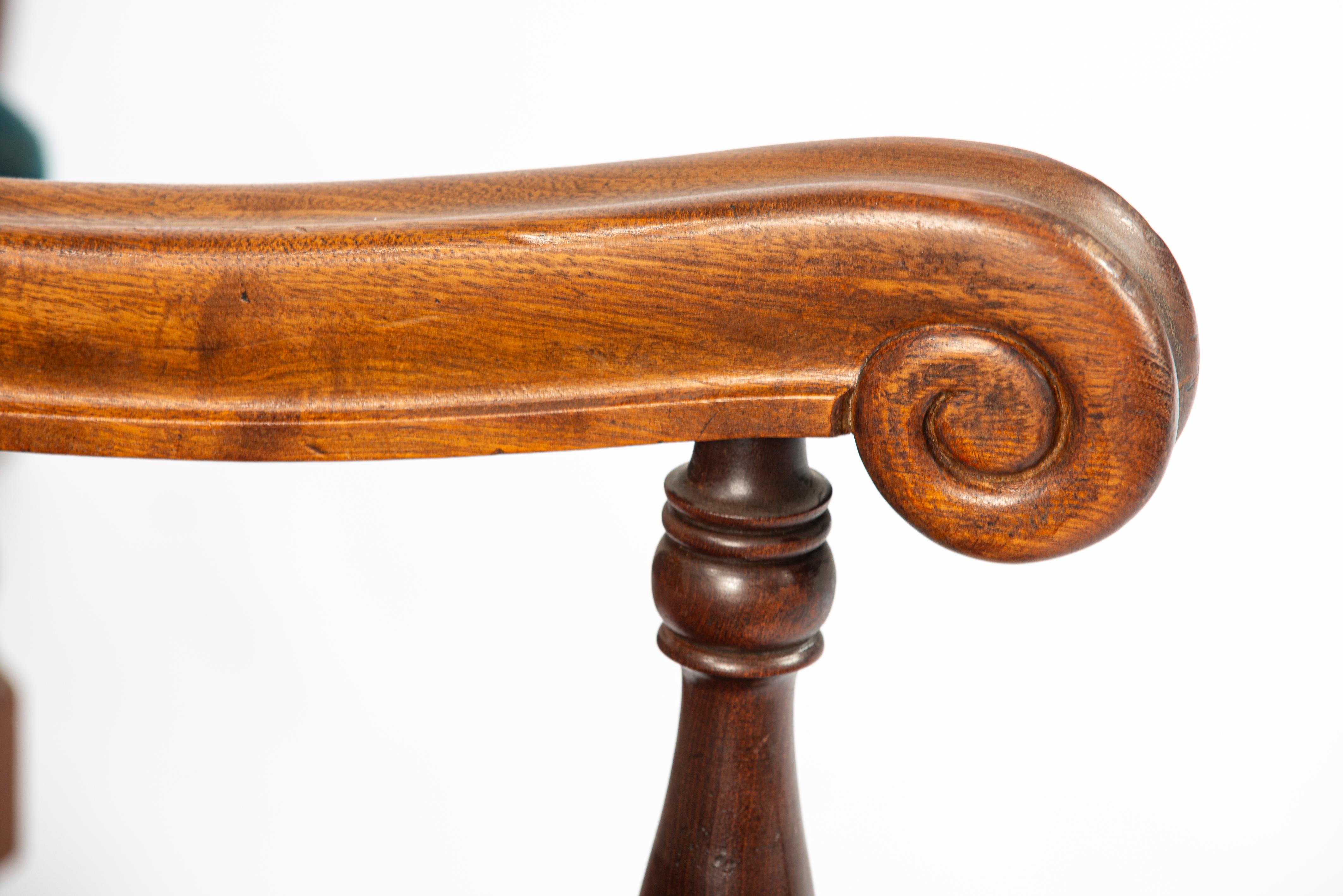 Large set of 10 Vintage French walnut carved Petrol velvet armchairs For Sale 7