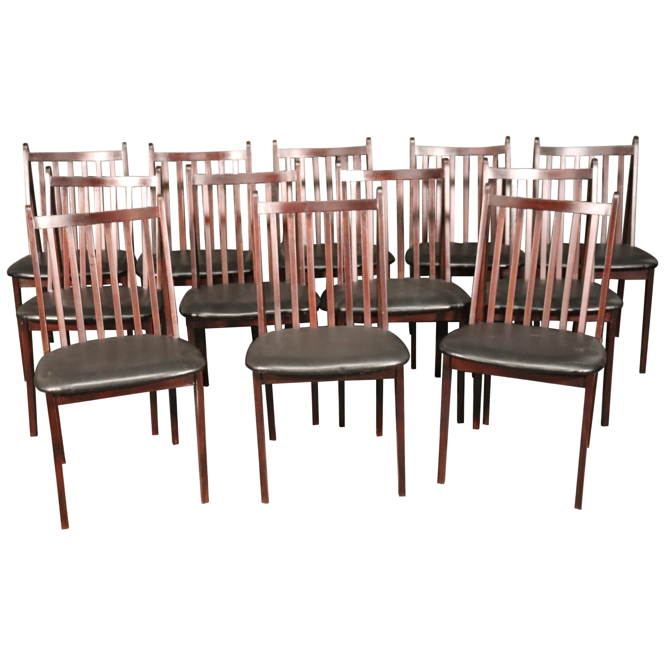 Large Set of 12 Mahogany Mid-Century Modern Dining Chairs, circa 1960