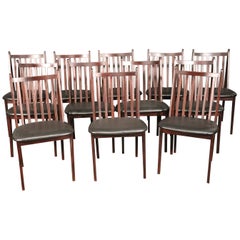 Large Set of 12 Mahogany Mid-Century Modern Dining Chairs, circa 1960 Large Set of 12 Mahogany Mid-Century Modern Dining Chairs, circa 1960