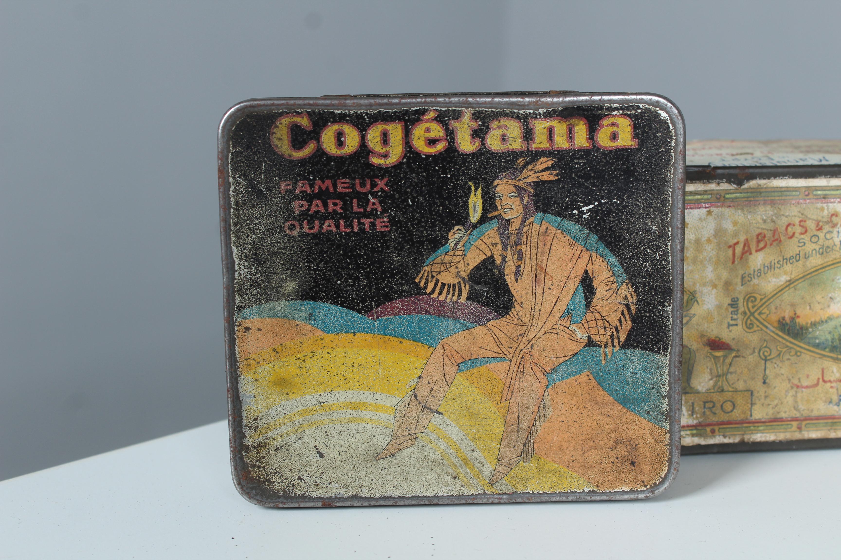 Großer Satz von 13 antiken Zinnschachteln, Tabakdosen aus Frankreich, 1930er Jahre, Art déco im Angebot 5