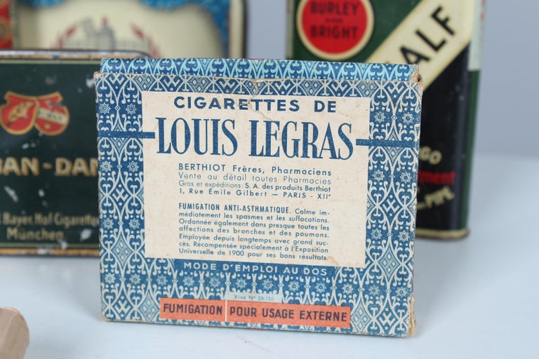 Large Set of 13 Antique Tin Boxes, Tobacco Boxes from France, 1930s, Art  Deco For Sale at 1stDibs