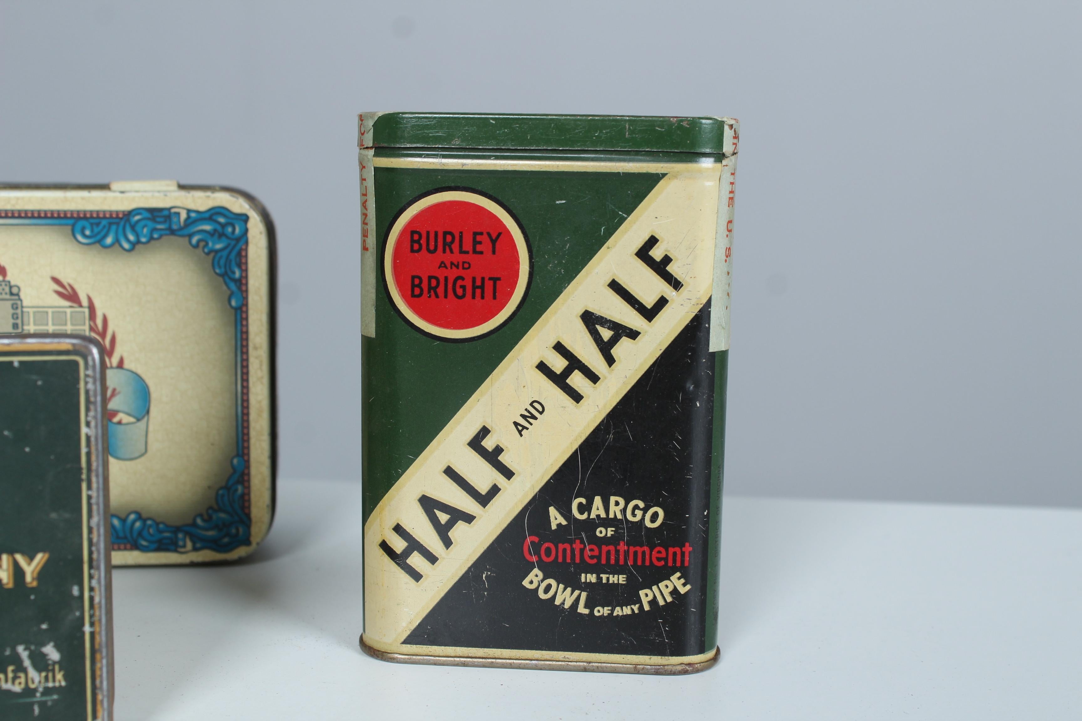 Large Set of 13 Antique Tin Boxes, Tobacco Boxes from France, 1930s, Art Deco For Sale 3