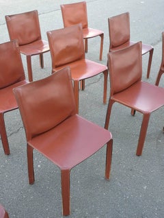 Large Set of 15 Leather 412 Cab Chairs by Mario Bellini for Cassina