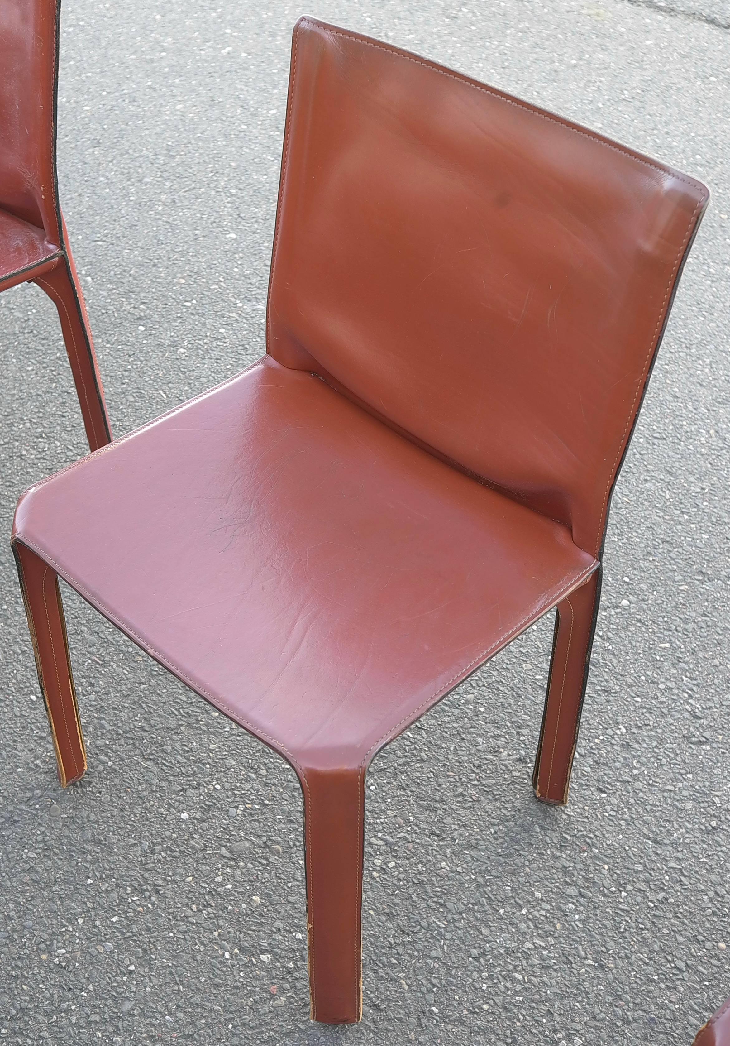 Mid-Century Modern Large Set of 15 Leather 412 Cab Chairs by Mario Bellini for Cassina