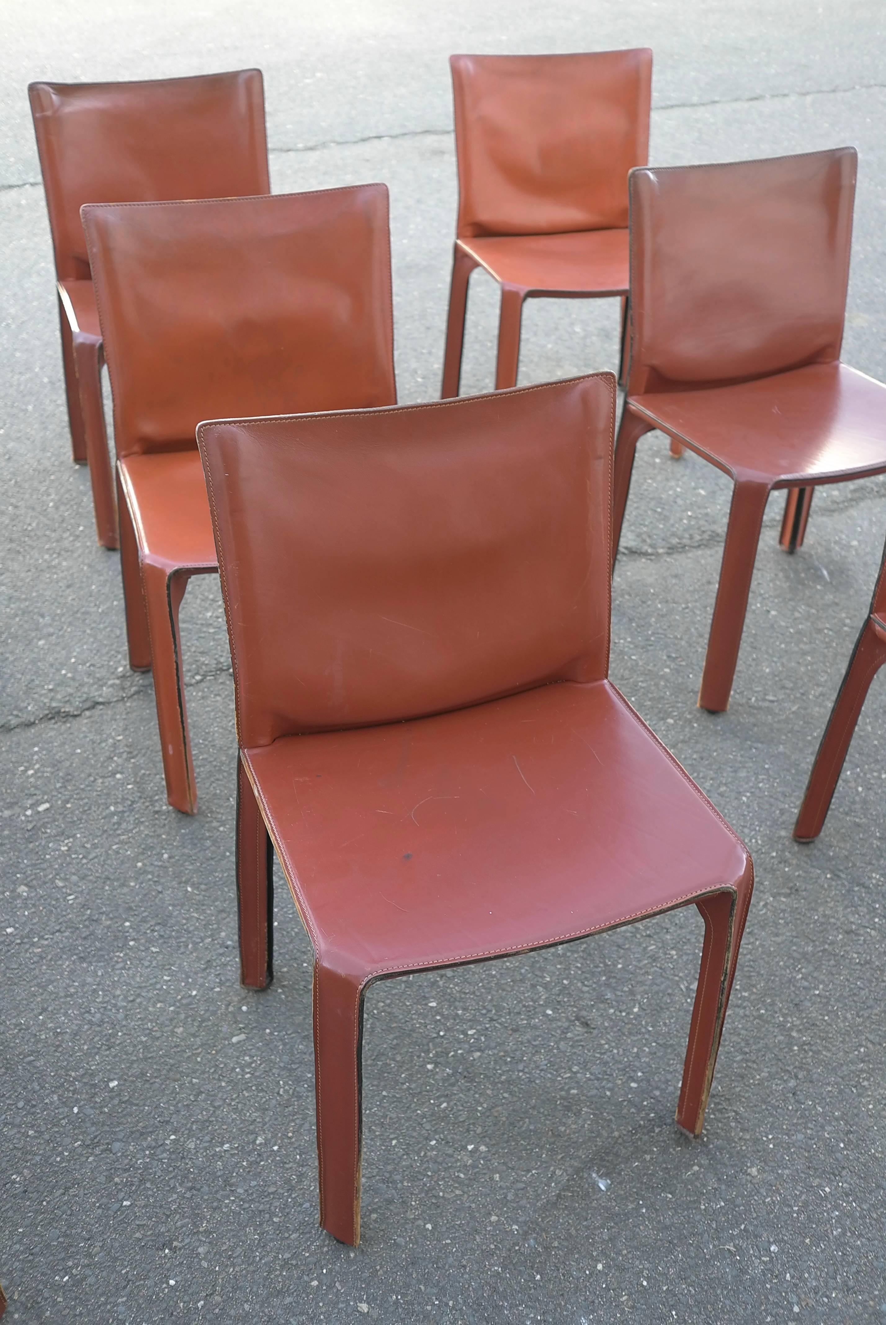 Late 20th Century Large Set of 15 Leather 412 Cab Chairs by Mario Bellini for Cassina