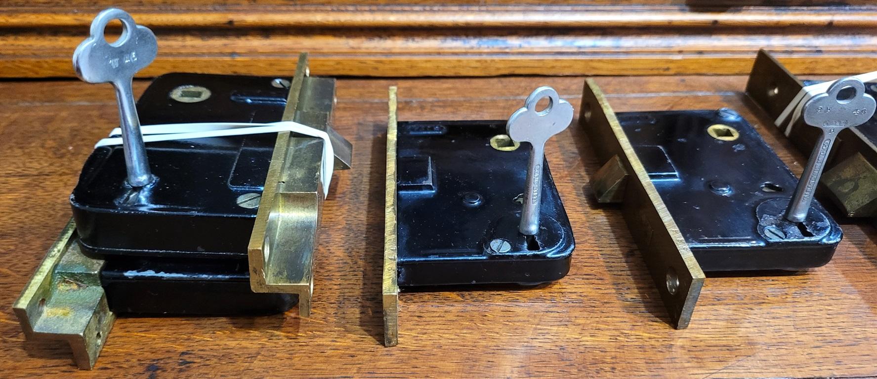 Large Set of 1920s Yale Mortice Locks with Plates 5