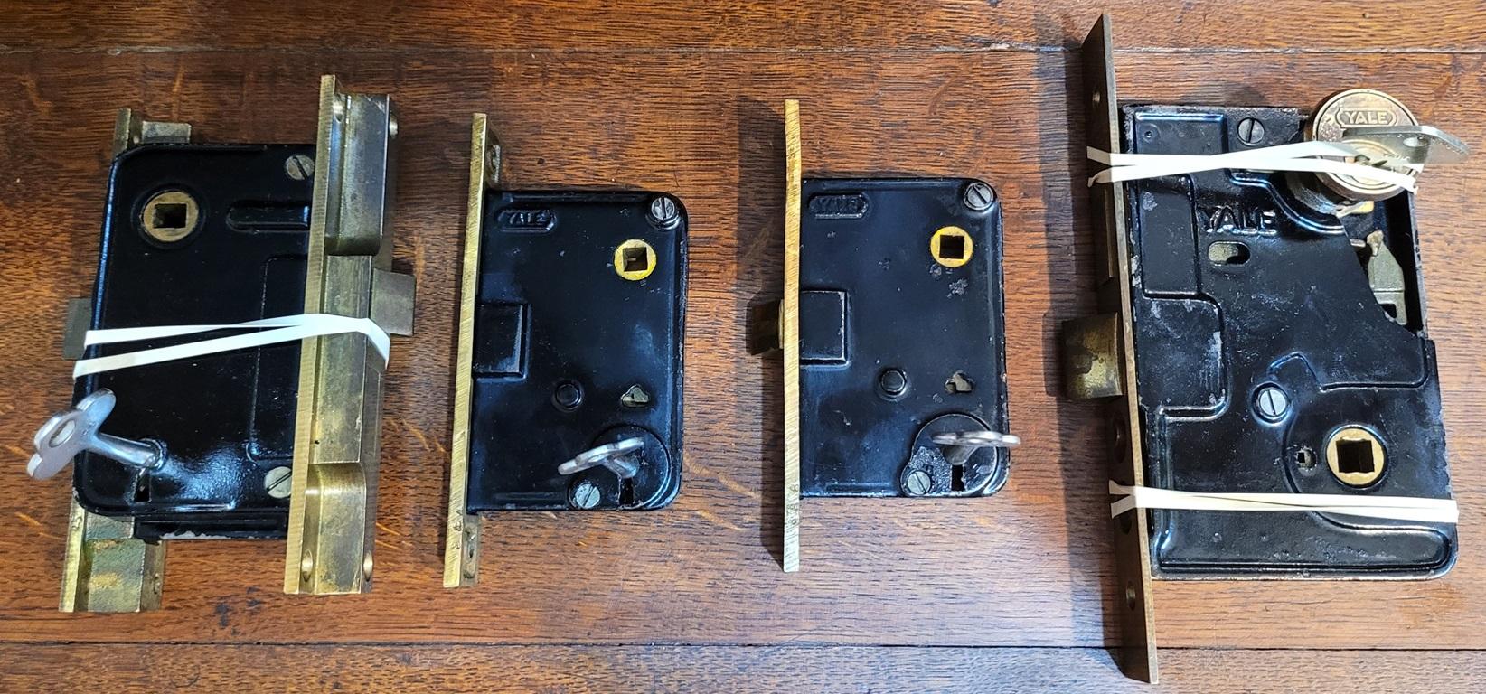 Large Set of 1920s Yale Mortice Locks with Plates 8