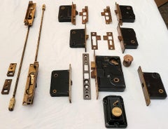 Large Set of 1920s Yale Mortice Locks with Plates