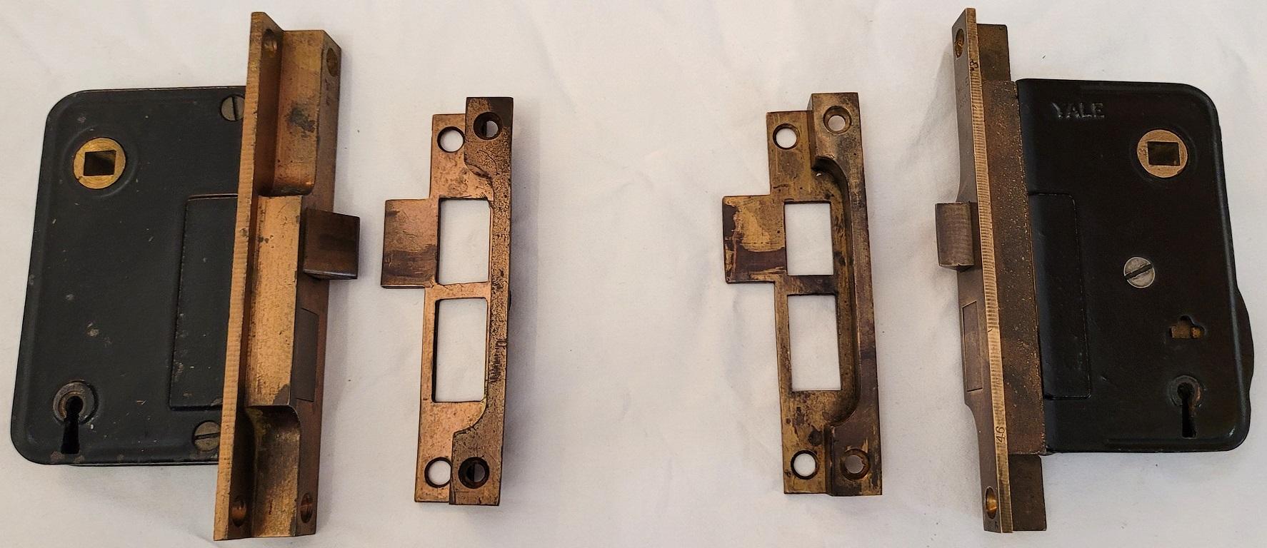 Art Deco Large Set of 1920s Yale Mortice Locks with Plates For Sale