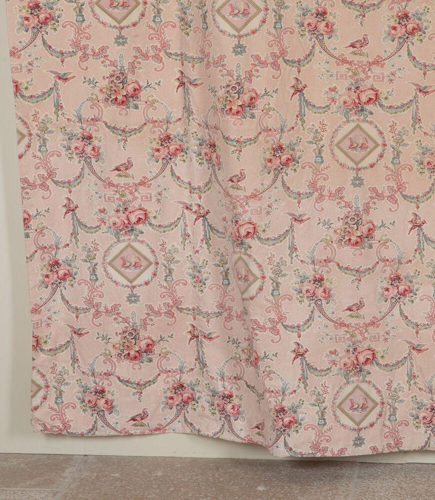 Large Set of 19th Century French Roses & Birds Linen Cotton Curtains For Sale 7