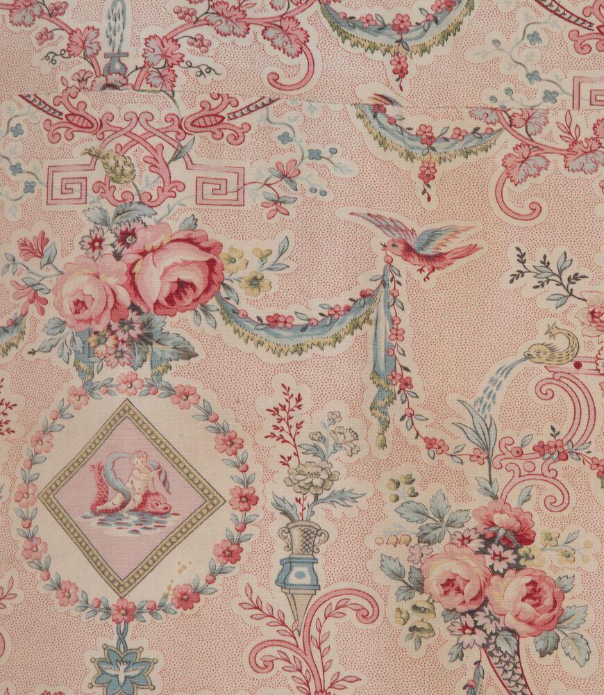 Large Set of 19th Century French Roses & Birds Linen Cotton Curtains For Sale 3