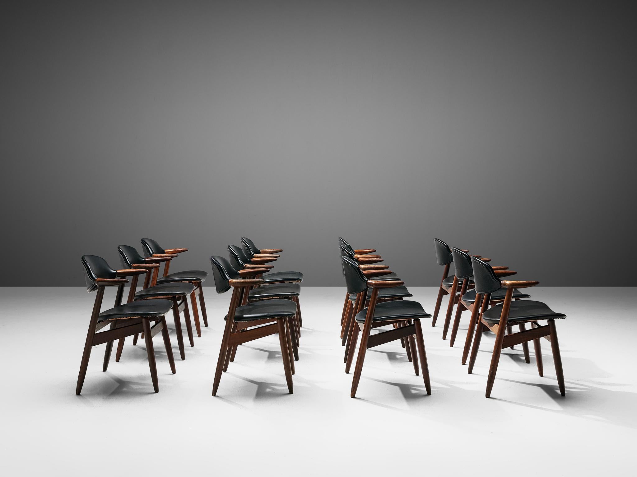 Mid-Century Modern Large Set of 20+ Bullhorn Chairs in Teak