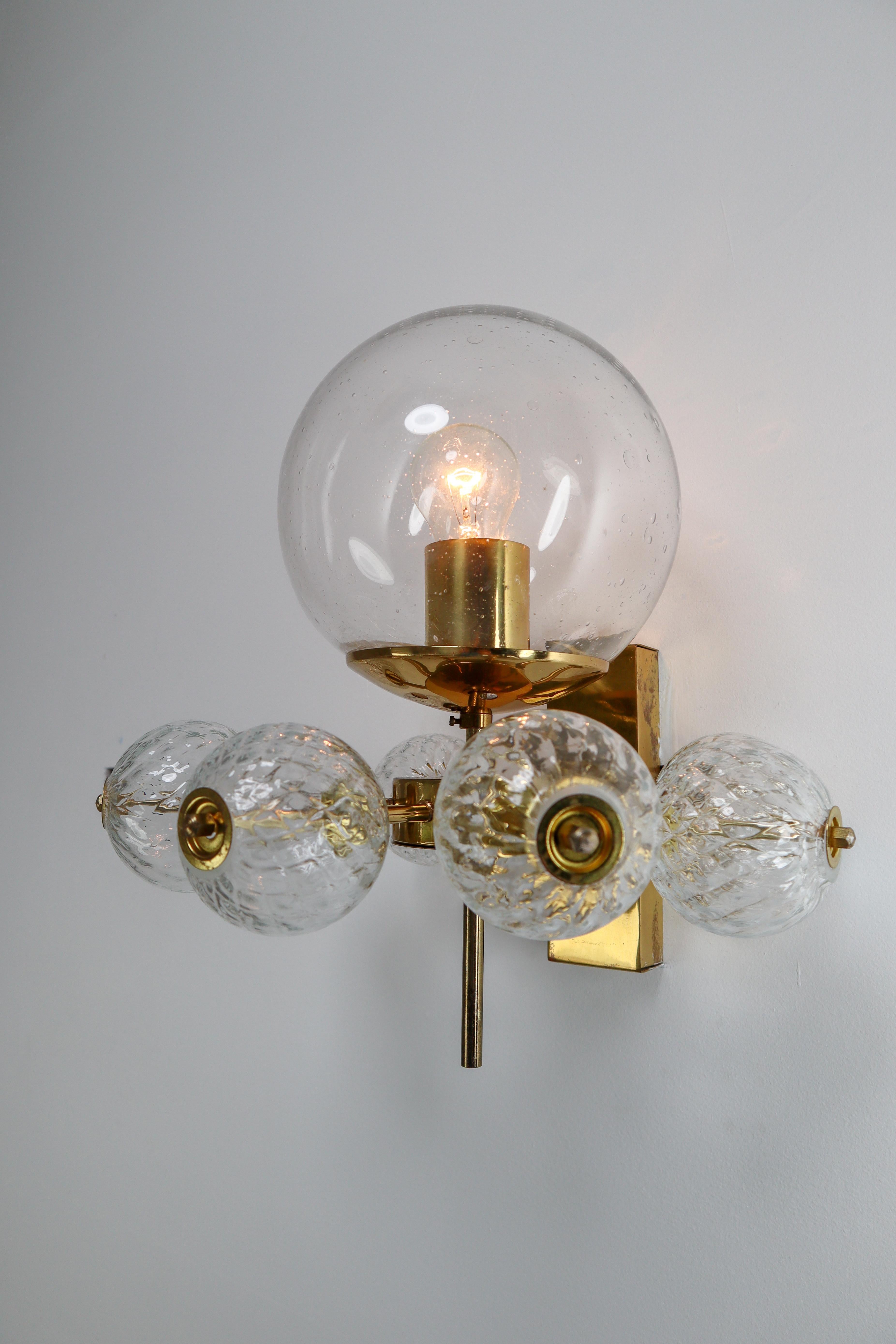 20th Century Hotel Wall Chandeliers with Brass Fixture, European, 1970s For Sale
