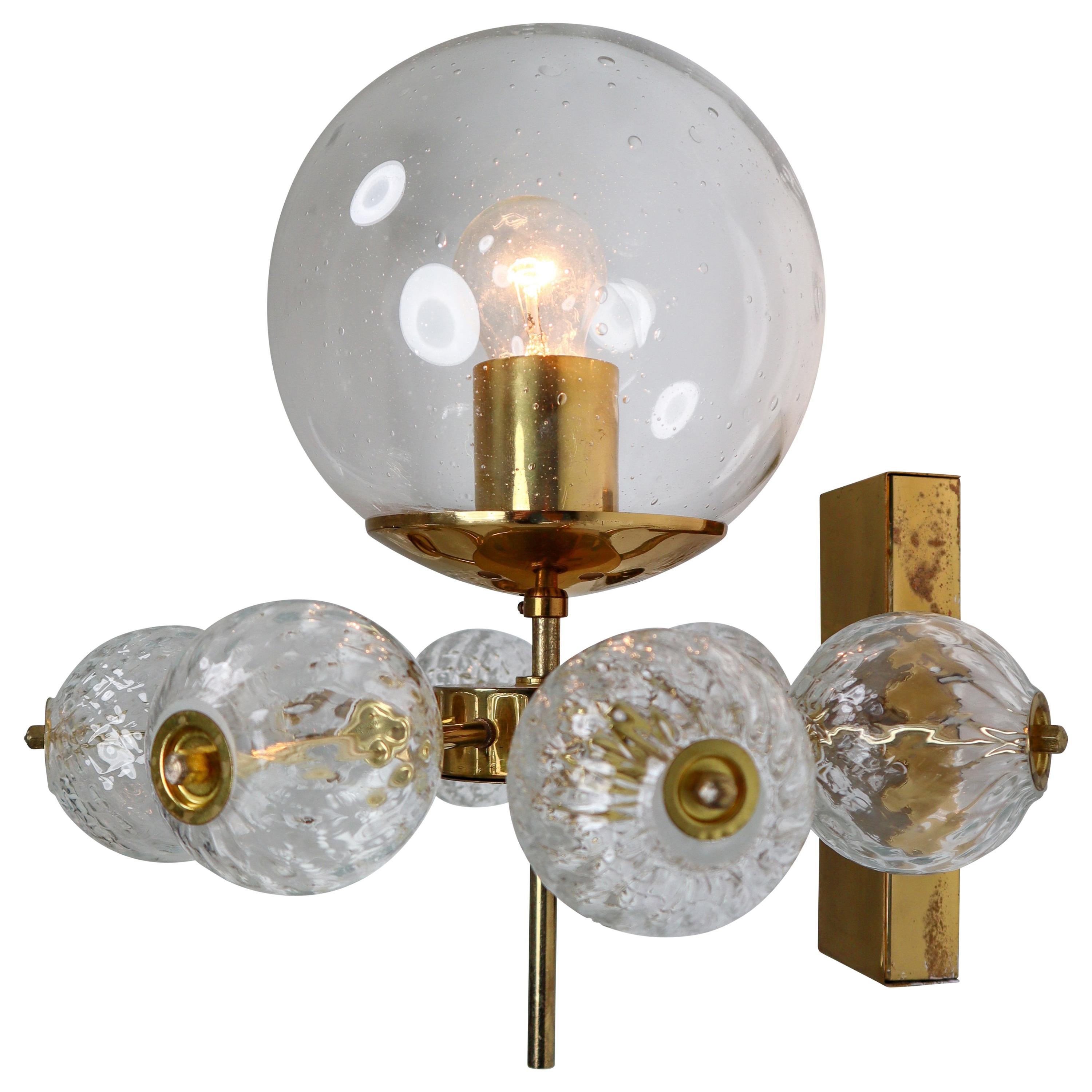 Hotel Wall Chandeliers with Brass Fixture, European, 1970s For Sale