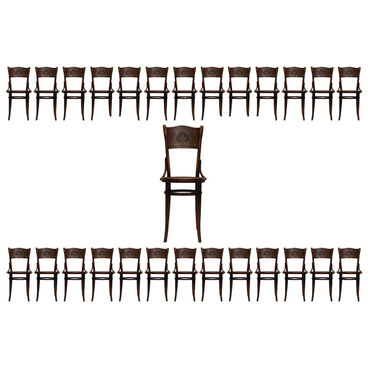 Large Set of 26 Bistro Dining Chairs by Thonet Vienna, Art Noveau For Sale