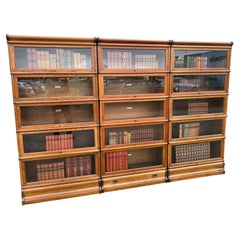 Large Set of 3 Used Oak Globe Wernicke Bookcases