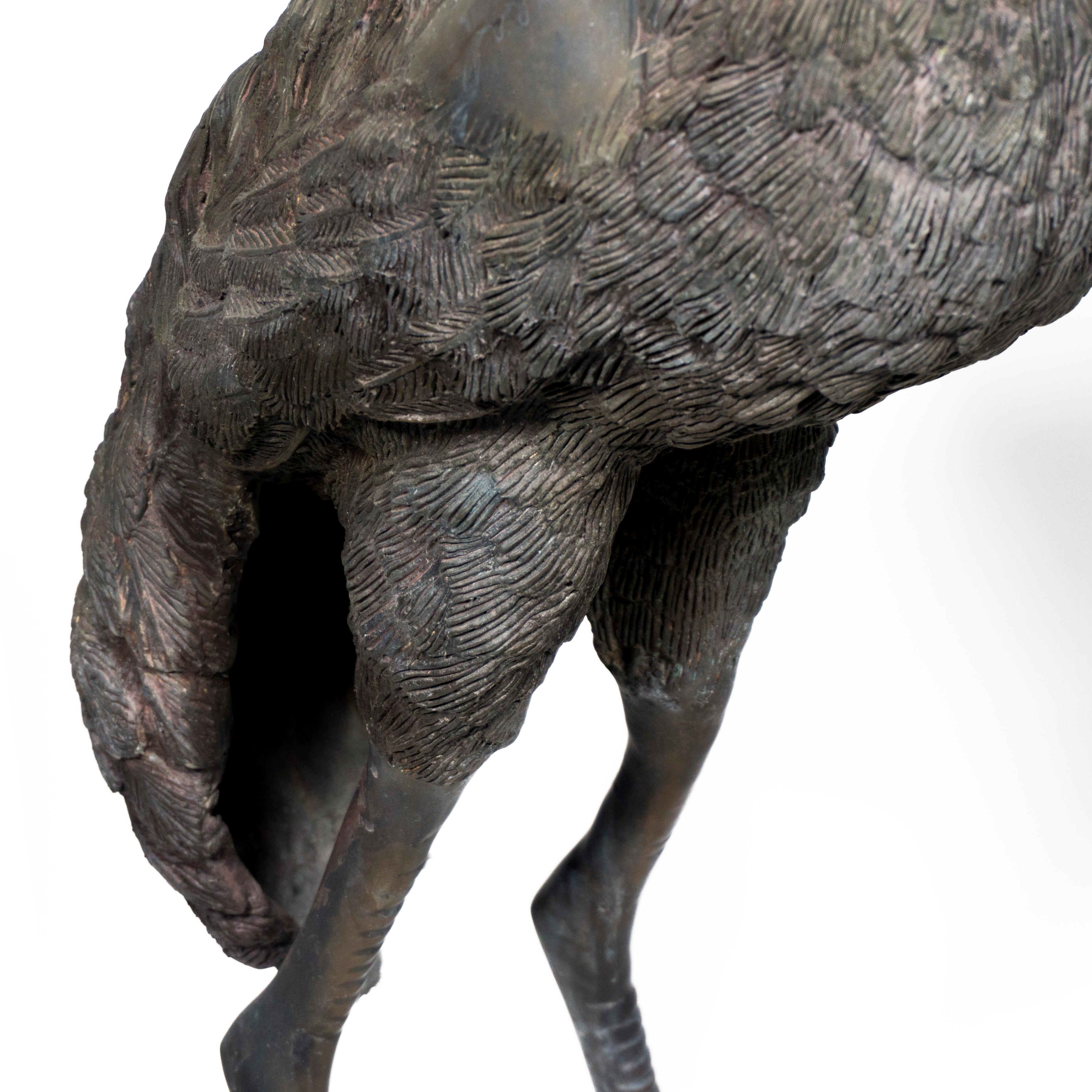 Large Set of 3 Mid Century Life Size Heron Crane Family Bronze Sculptures, 1970s 4
