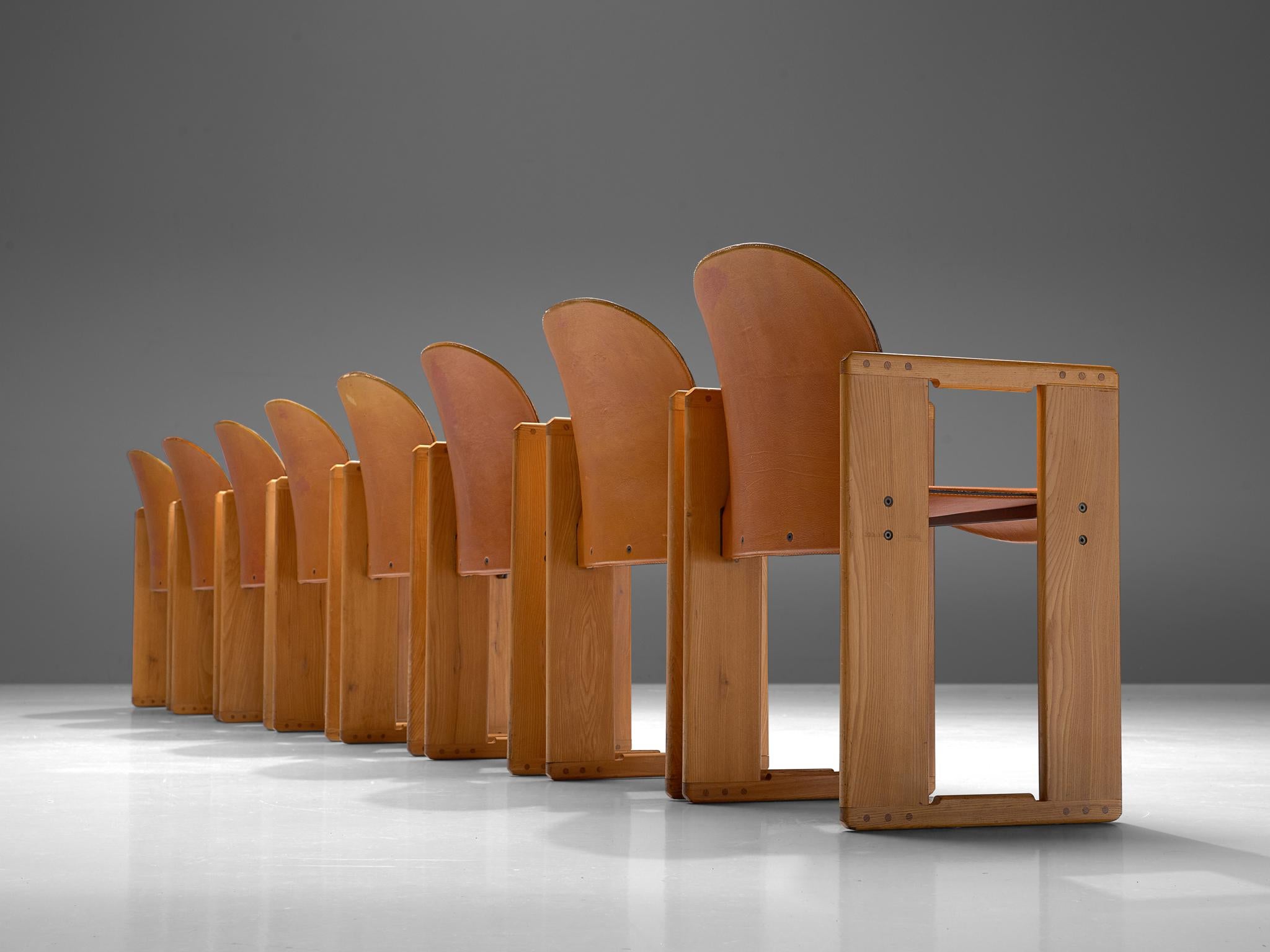 Mid-Century Modern Large Set of +90 'Dialogo' Cognac Leather Chairs by Afra and Tobia Scarpa