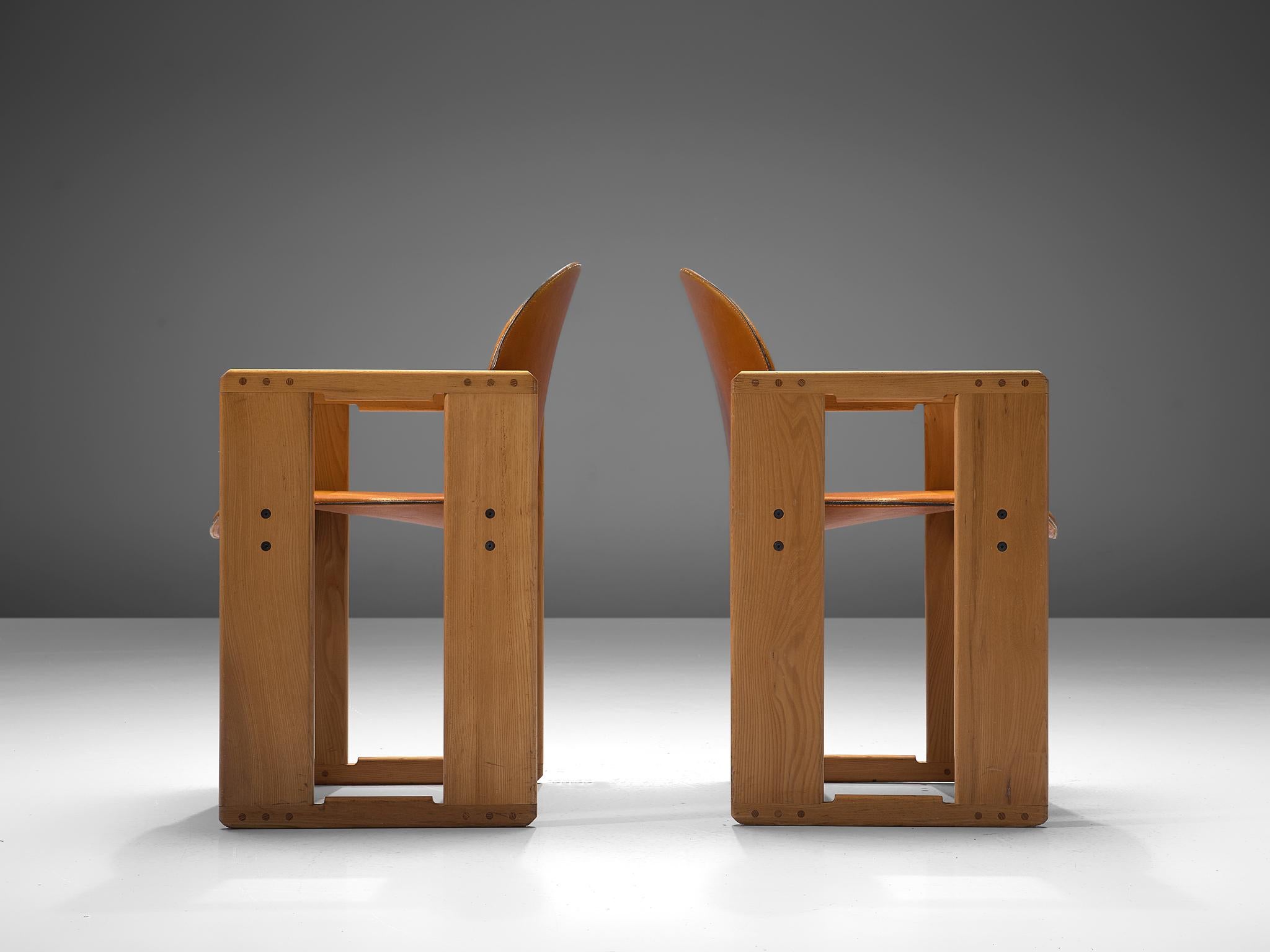Large Set of +90 'Dialogo' Cognac Leather Chairs by Afra and Tobia Scarpa In Good Condition In Waalwijk, NL