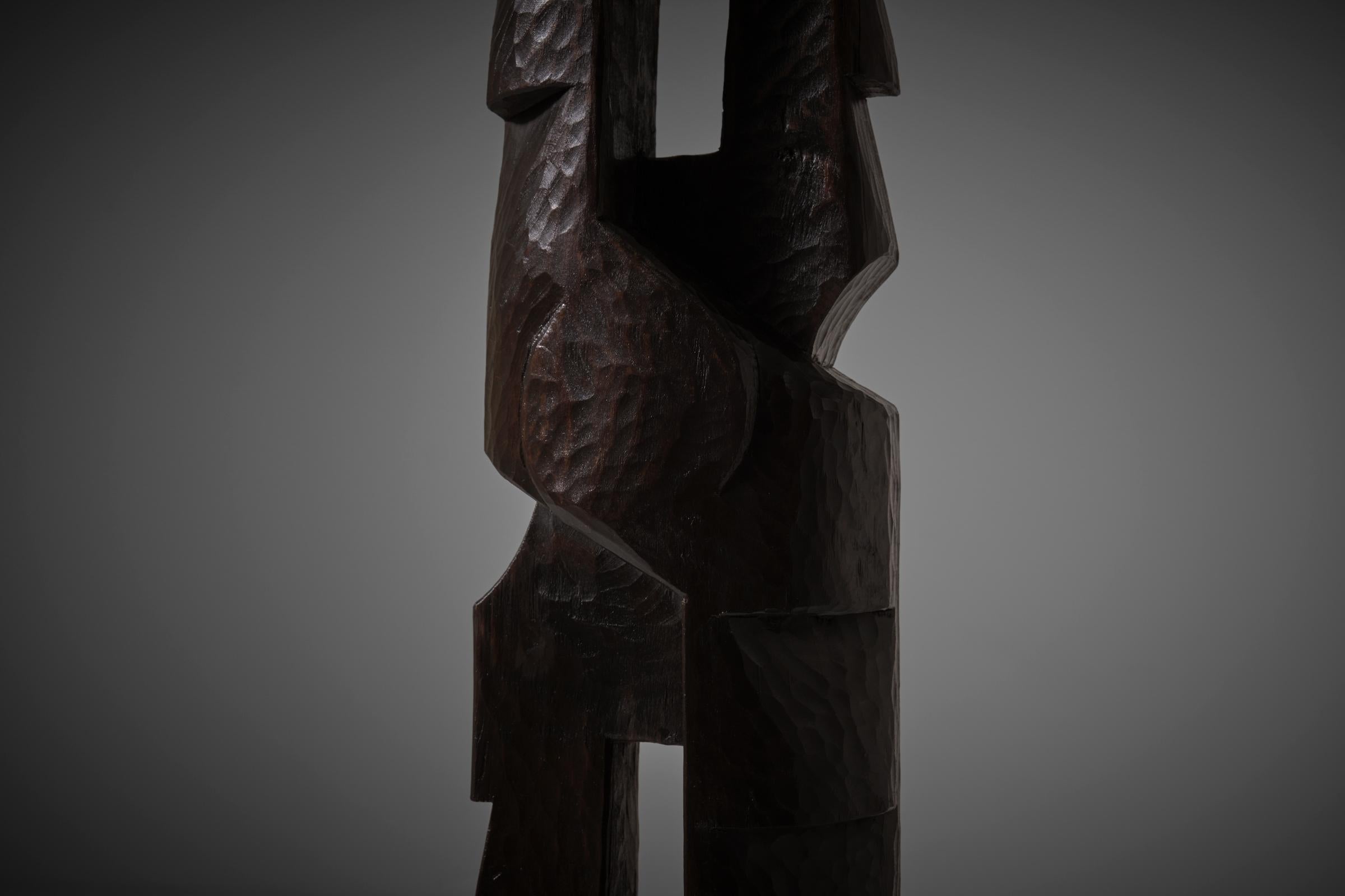 Late 20th Century Large set of Abstract wooden sculptures, France 1970s - II For Sale