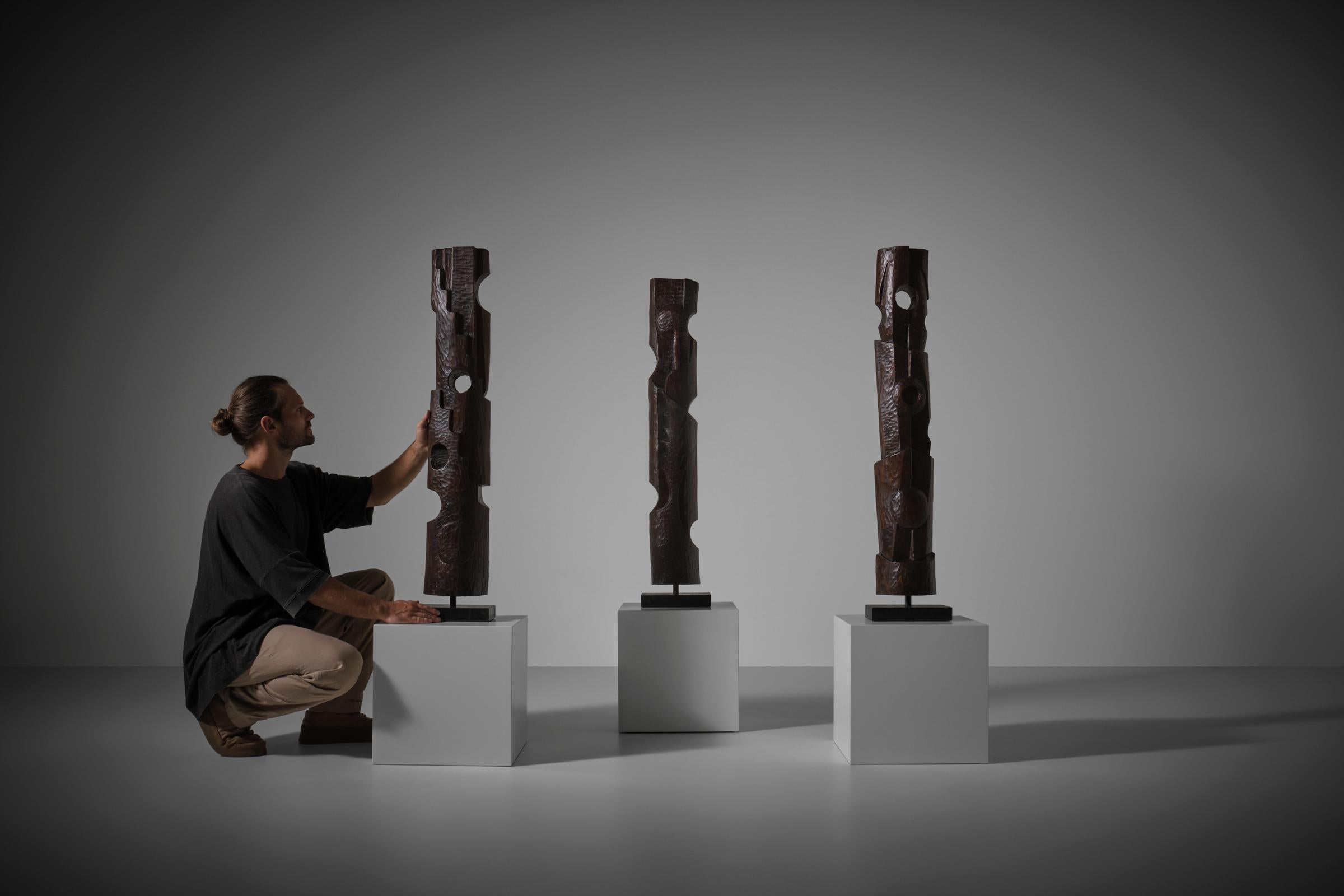 Large set of Abstract wooden sculptures, France 1970s – III In Good Condition For Sale In Rotterdam, NL
