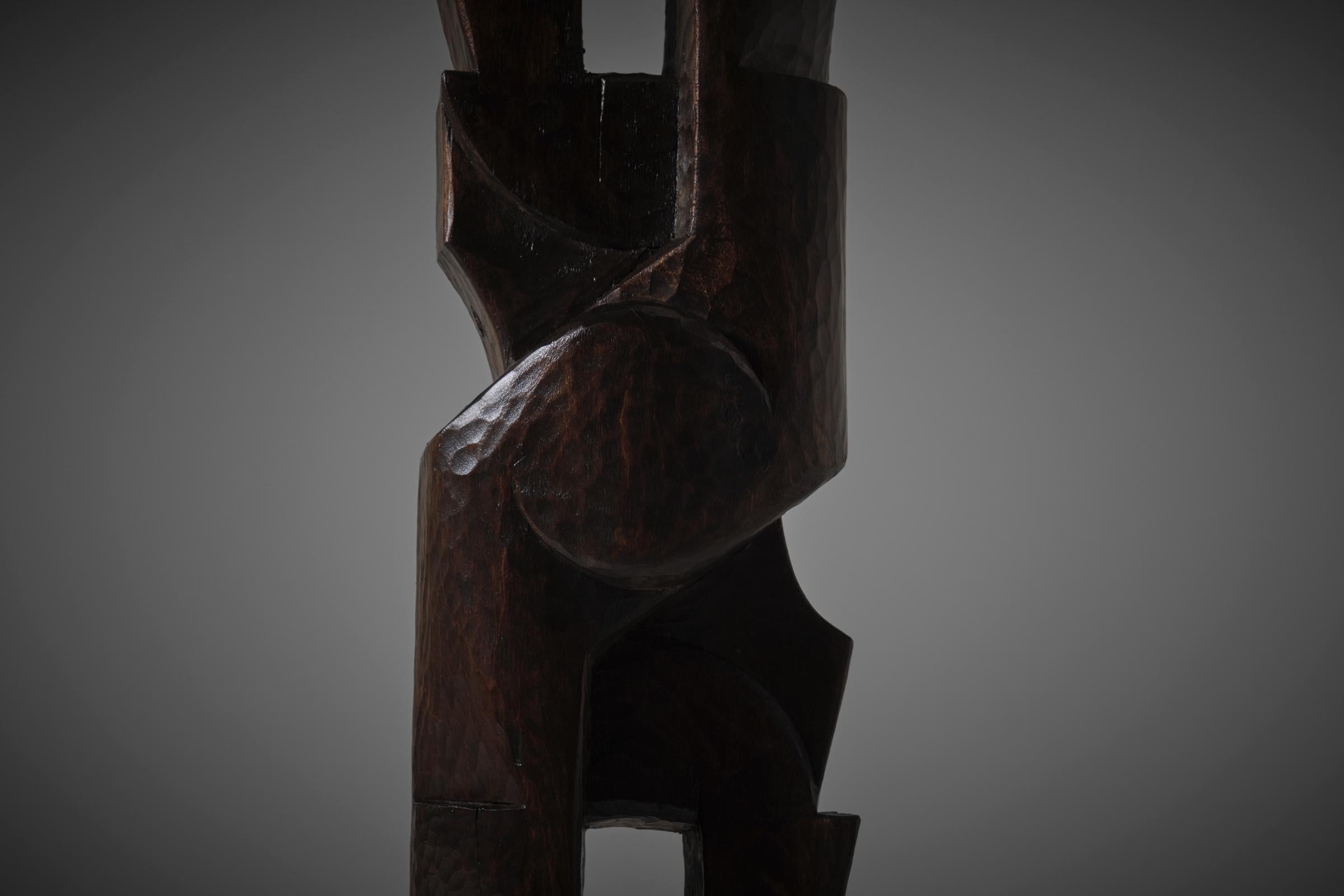 Late 20th Century Large set of Abstract wooden sculptures, France 1970s – IV For Sale