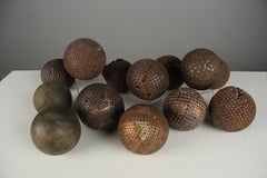 Large Set Of Antique Boule Balls, 13 Pieces, Pétanque, 1880s, France