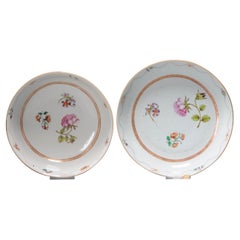 Large Set of Antique Chinese Qianlong Famille Rose Bowl & Dish, 18th Century