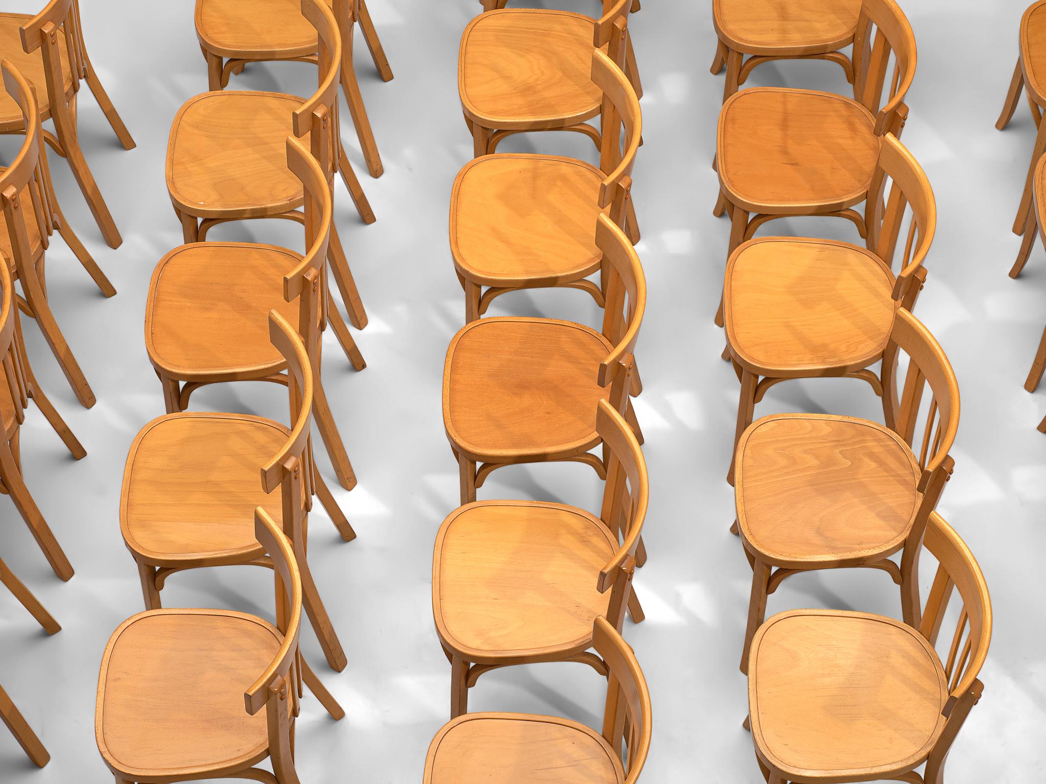 Late 20th Century Large Set of Baumann Dining Chairs , 100 +, in Beechwood, France, 1970s