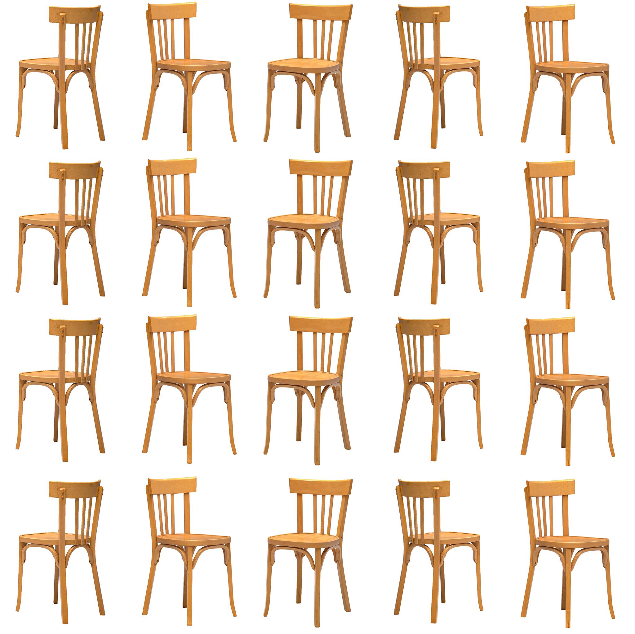 Large Set of Baumann Dining Chairs , 100 +, in Beechwood, France, 1970s